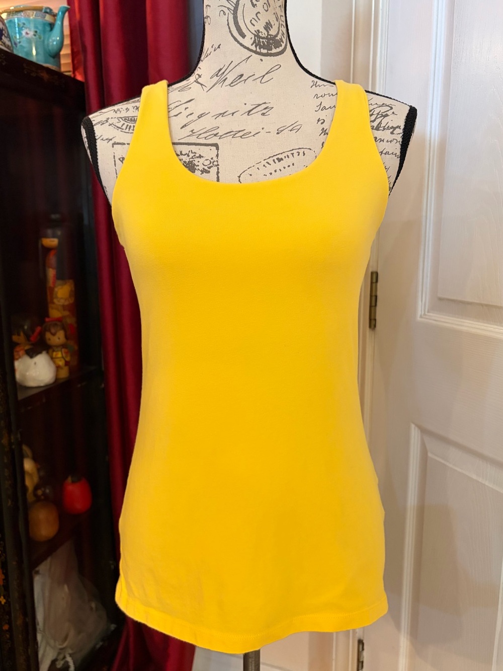 Y2K Basic Editions Vibrant Yellow Scoop Neck Tank Top w/built in Bra